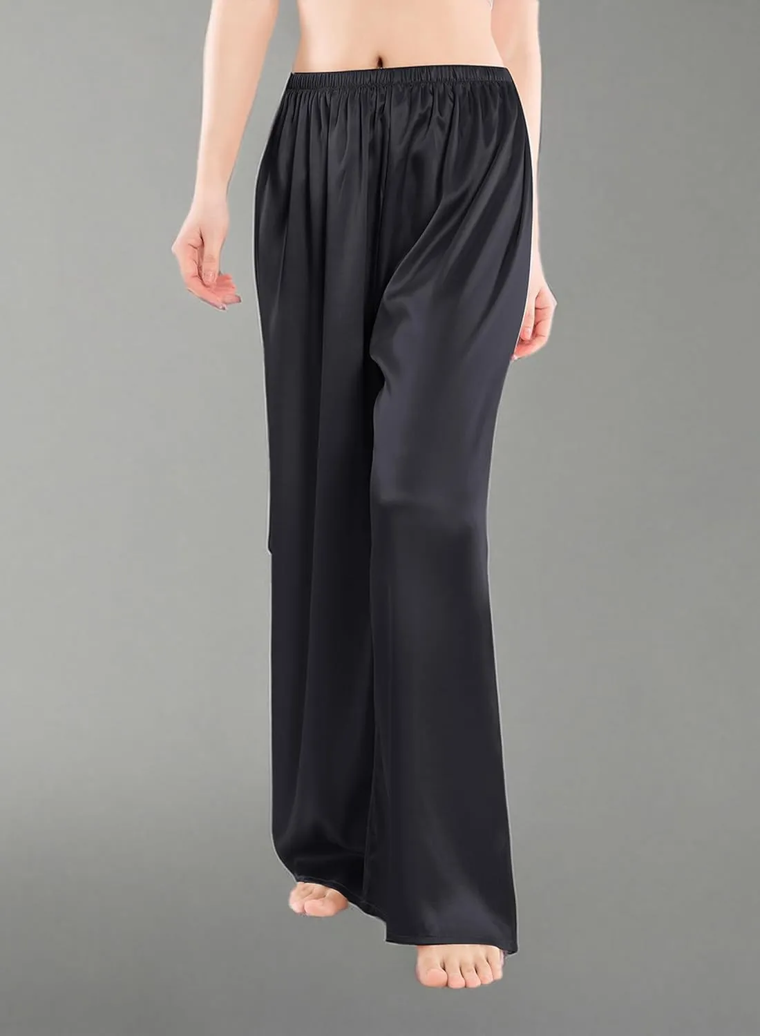 Wantschun Womens Wide Leg Pajama Pants Satin Silk Casual Loose Elastic Waist Lounge Pants Pj Bottoms