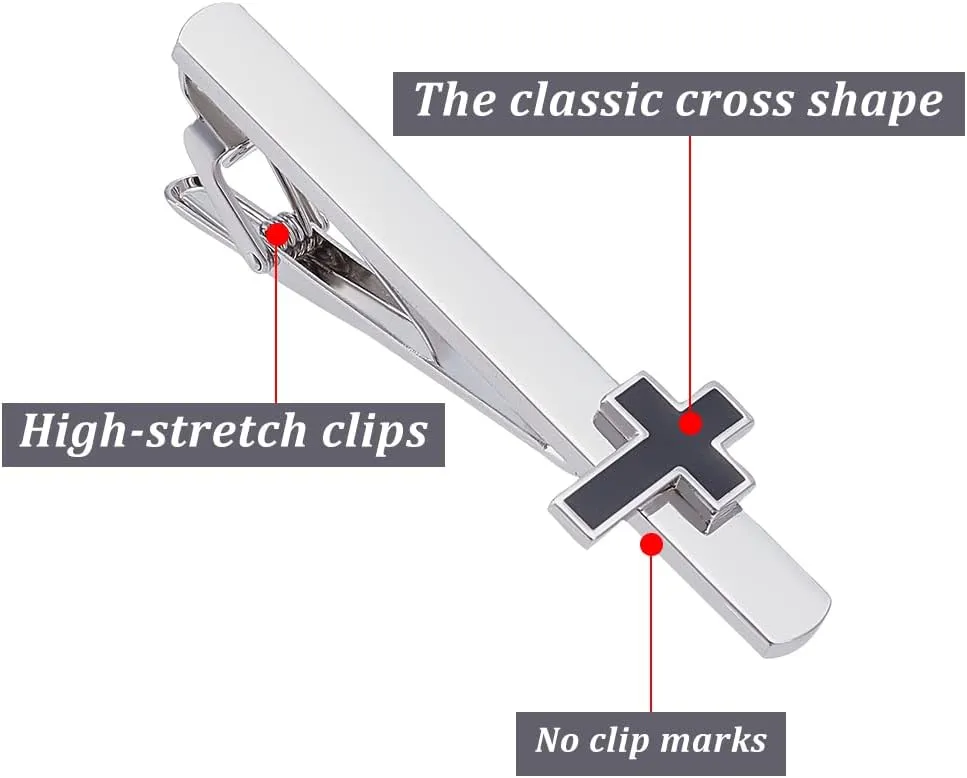 WEBEEDY 2PCS Tie Clip for Men Cross Tie Clip Tie Bars Mens Tie Clip Tie Pin Set Suitable for Business Anniversary Parties Meeting Wedding Gift