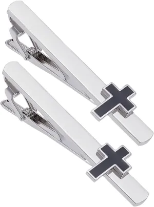 WEBEEDY 2PCS Tie Clip for Men Cross Tie Clip Tie Bars Mens Tie Clip Tie Pin Set Suitable for Business Anniversary Parties Meeting Wedding Gift