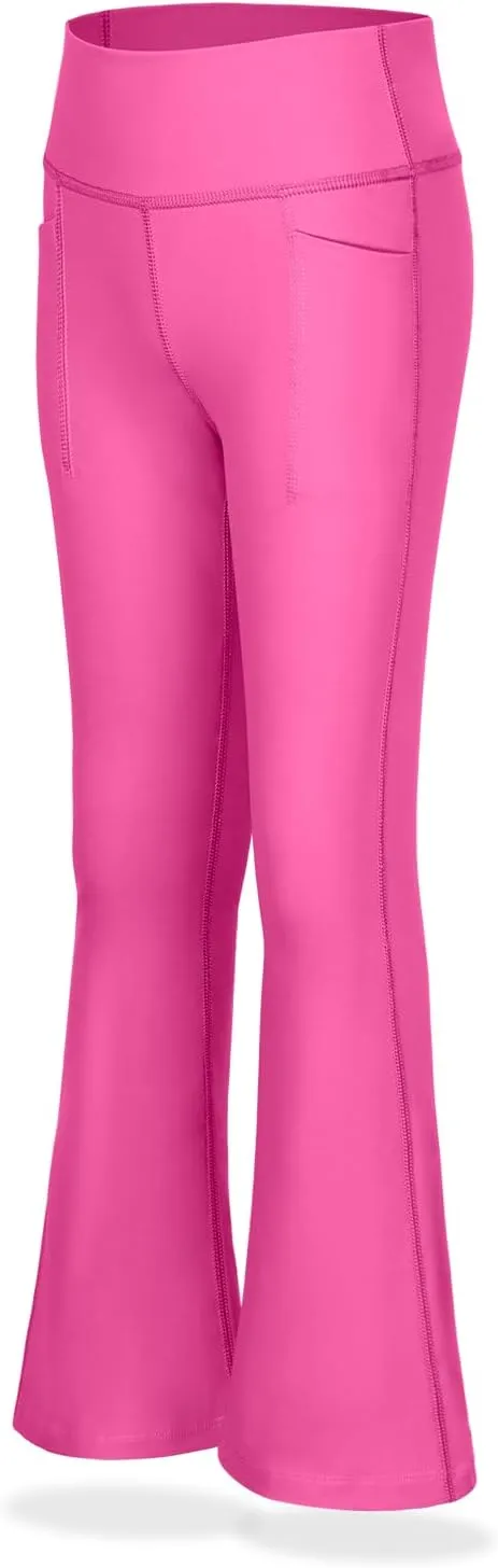 WELAKEN Flare Yoga Pants with Pockets for Girls  High Waist Active Bell-Bottom Leggings