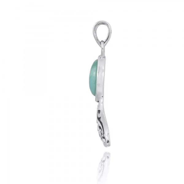 Whale Tail Pendant Necklace with Larimar
