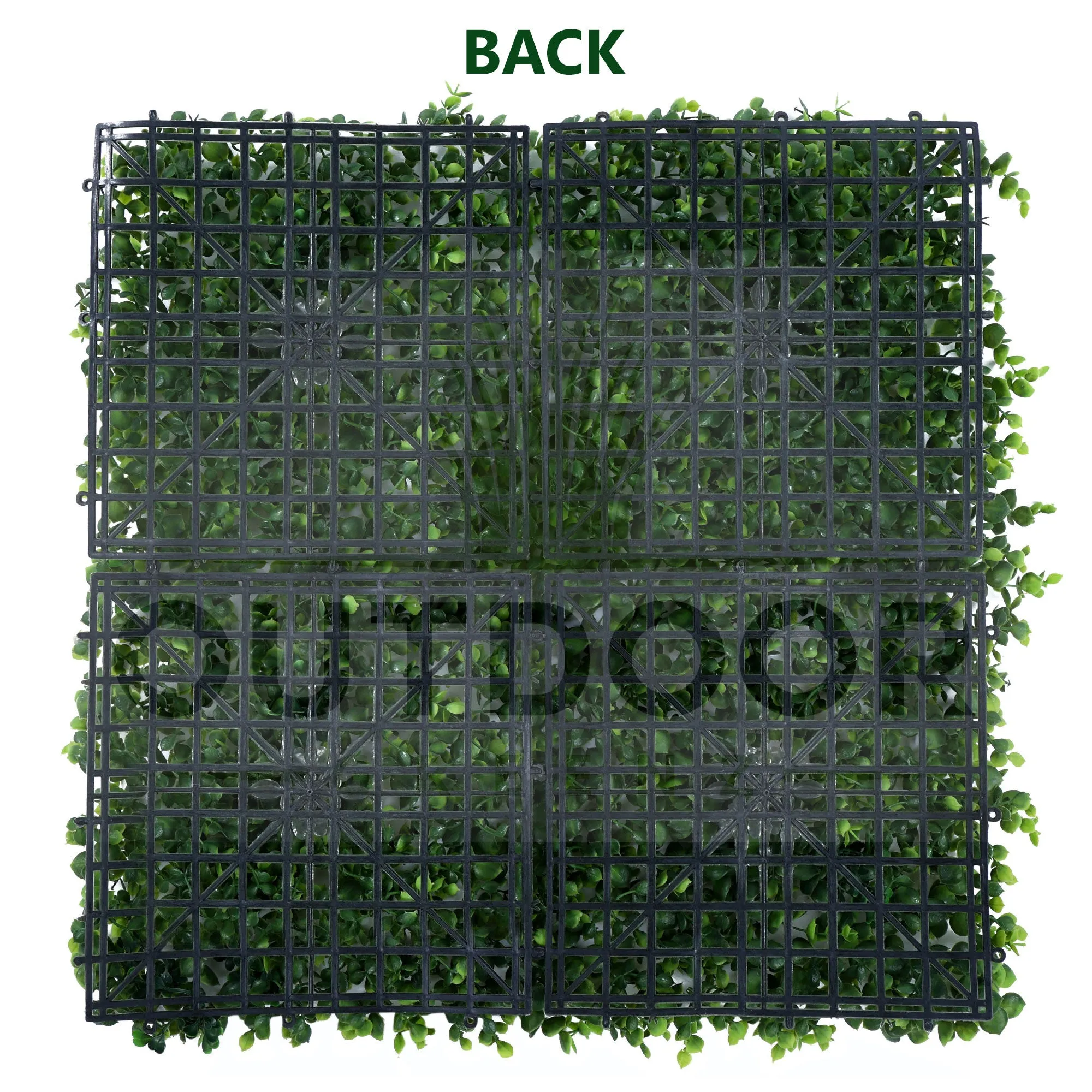White Flowers with Long Green Leaves Artificial Vertical Garden Wall Tile (Size: 50cm x 50cm, Pack of 1)