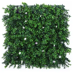 White Flowers with Lush Green Leaves Vertical Garden Wall Tile (Size: 50cm x 50cm, Pack of 1)