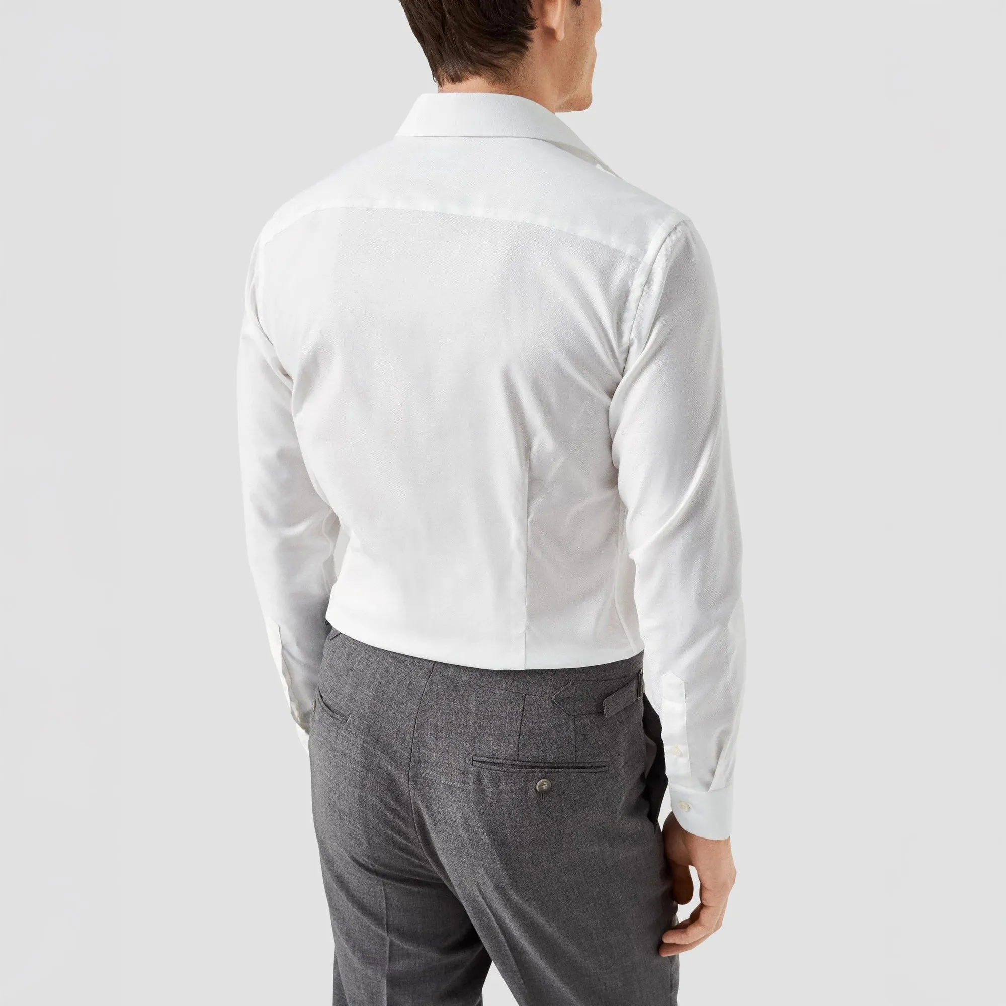 White Semi Solid Cotton-Tencel Slim Fit Shirt - ETON