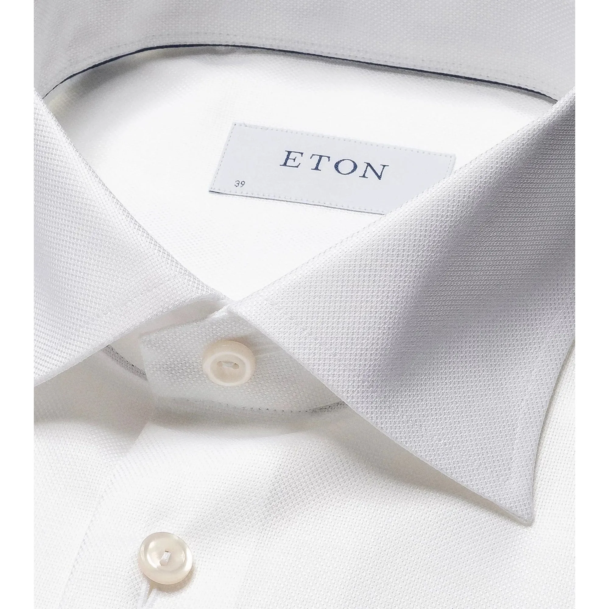 White Semi Solid Cotton-Tencel Slim Fit Shirt - ETON