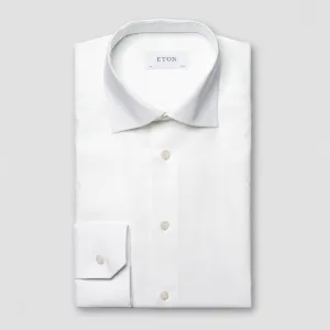 White Semi Solid Cotton-Tencel Slim Fit Shirt - ETON