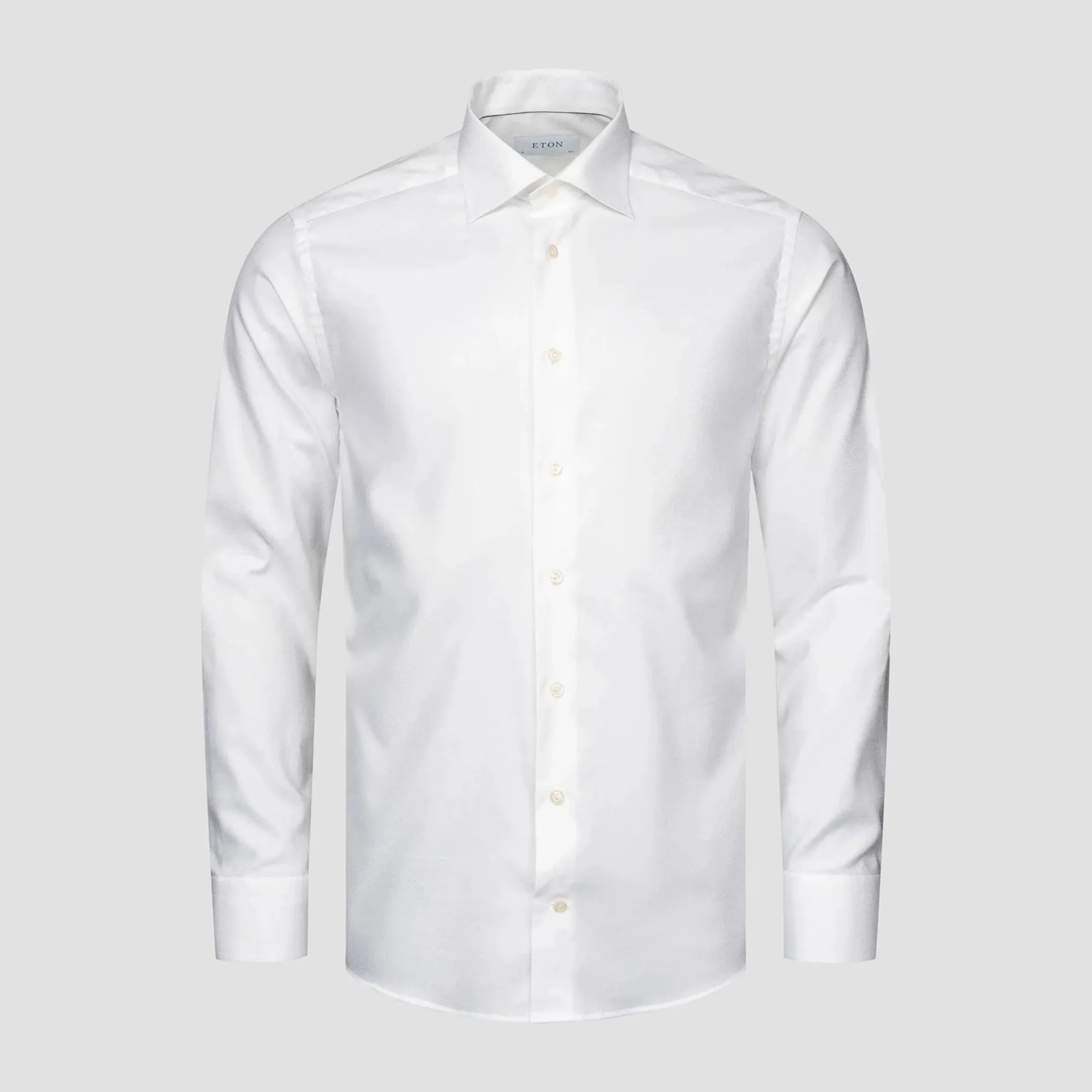 White Semi Solid Cotton-Tencel Slim Fit Shirt - ETON