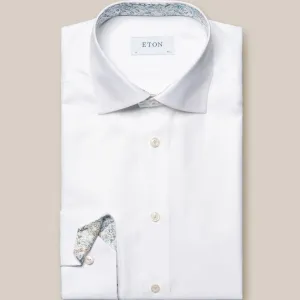 White Solid Oxford Cotton-Tencel Slim Fit Shirt - ETON