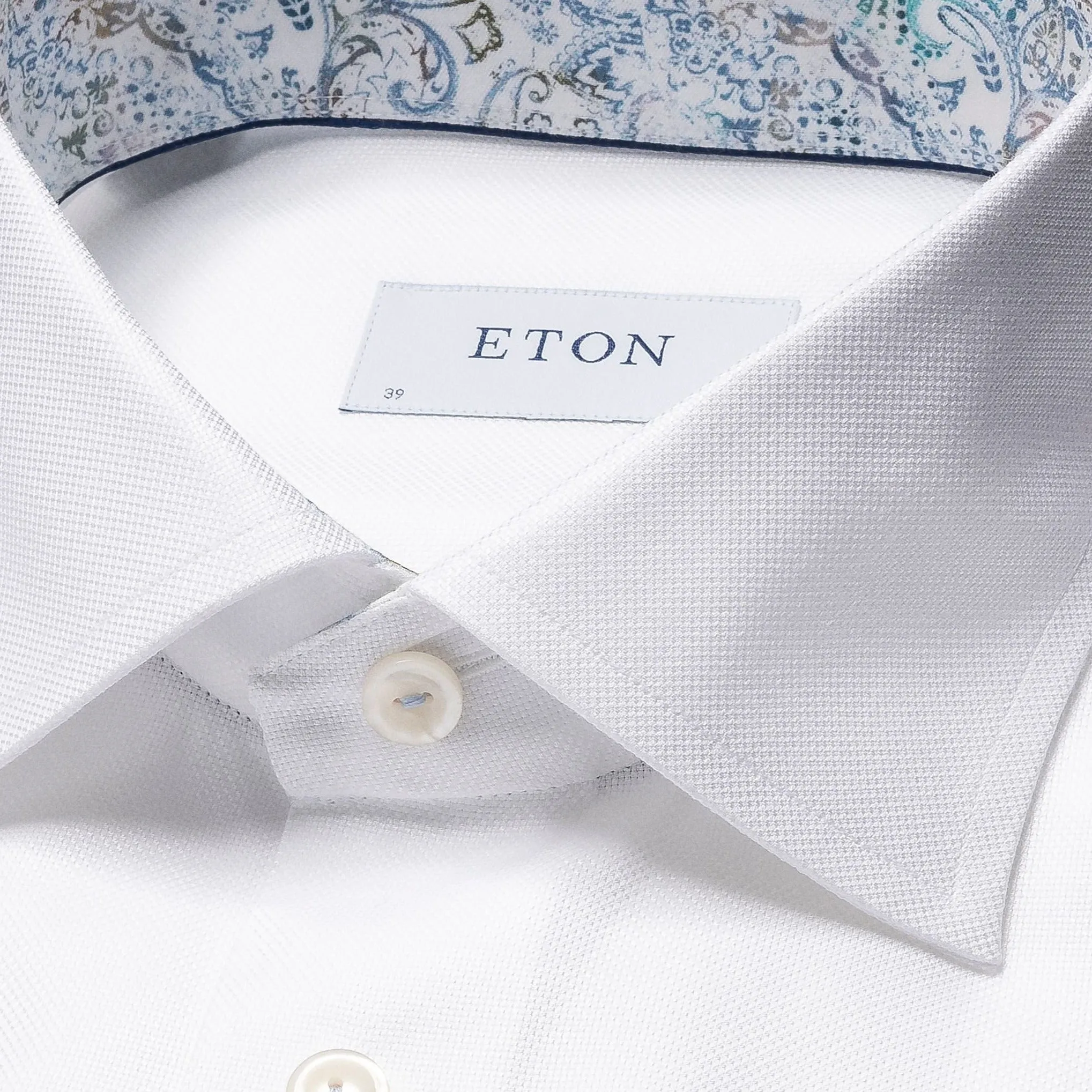 White Solid Oxford Cotton-Tencel Slim Fit Shirt - ETON