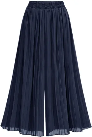 Wide Leg Chiffon Pants for Women High Waist Palazzo Trousers Business Casual Slacks Lounge Harem Trouser with Pocket