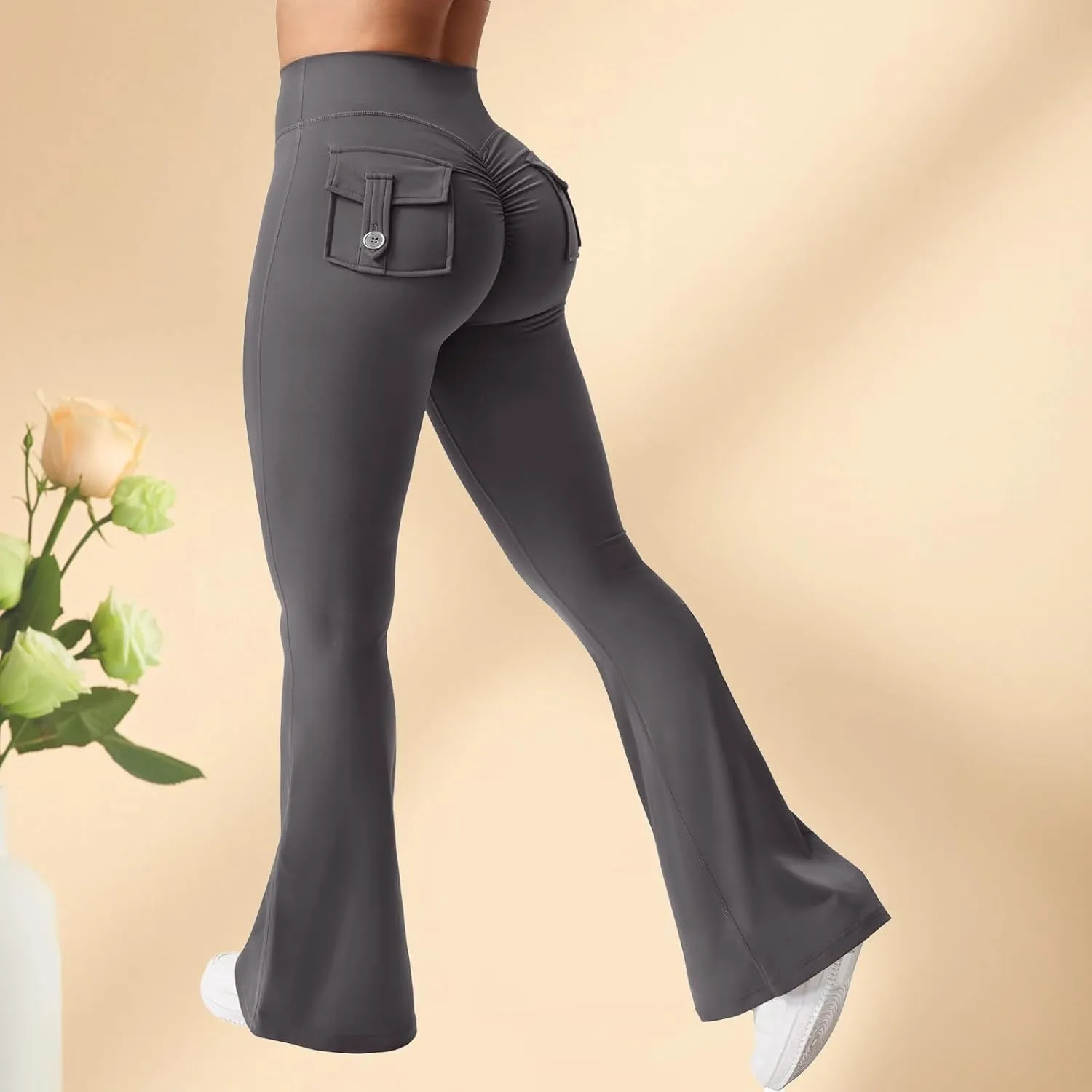 Wide Leg Pants Woman Yoga Fit High Waisted Sweatpants Soft Flare Leggings Athletic Tummy Control Trouser Cargo Pant