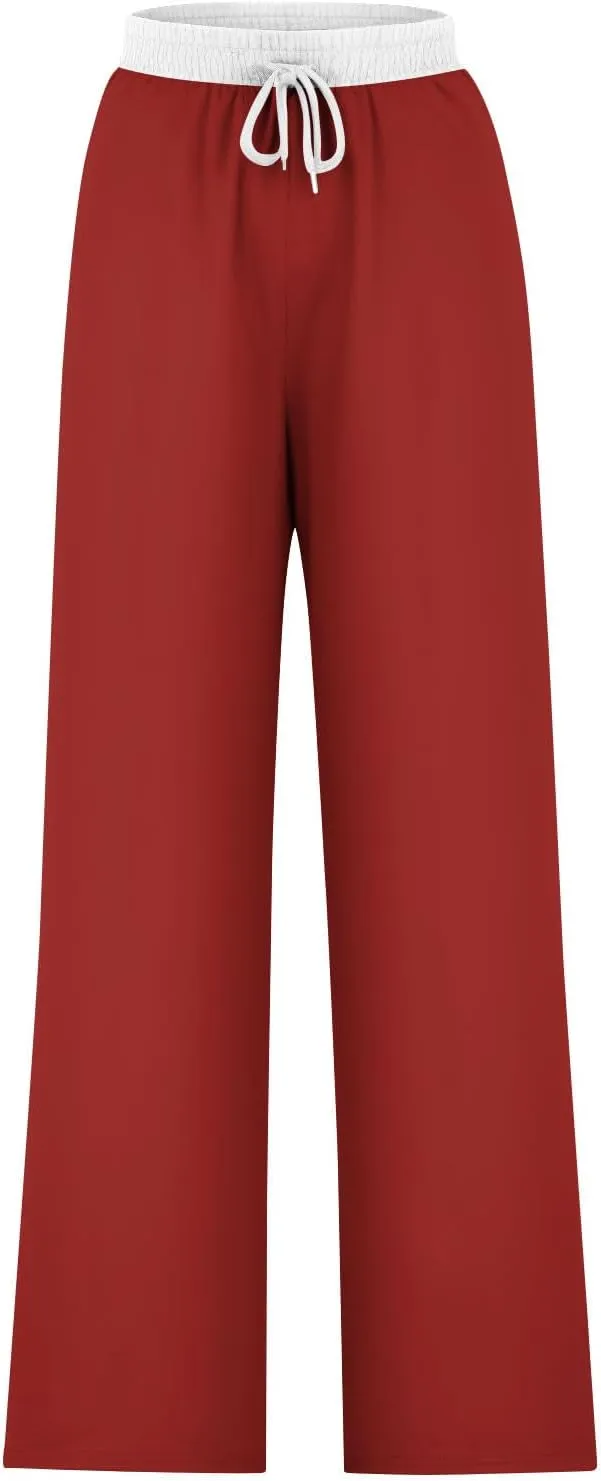 Wide Leg Sweatpants for Women Casual High Waist Active Joggers Trousers Comfy Athletic Workout Gym Sweat Pant