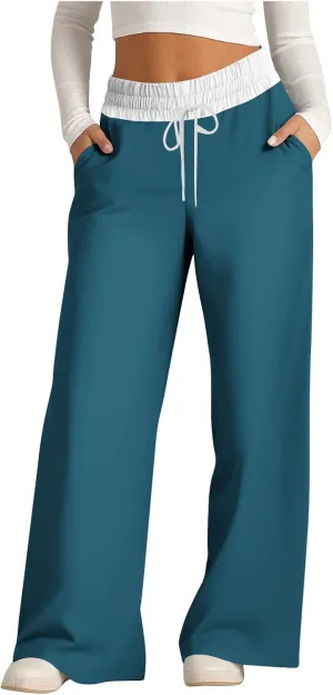 Wide Leg Sweatpants for Women Casual High Waist Active Joggers Trousers Comfy Athletic Workout Gym Sweat Pant