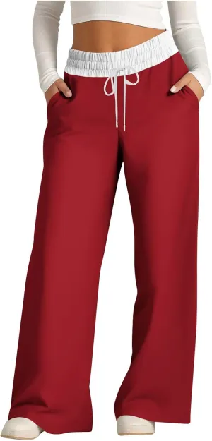 Wide Leg Sweatpants for Women Casual High Waist Active Joggers Trousers Comfy Athletic Workout Gym Sweat Pant