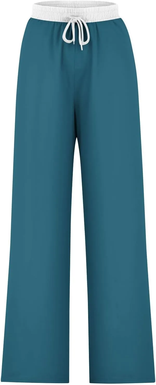 Wide Leg Sweatpants for Women Casual High Waist Active Joggers Trousers Comfy Athletic Workout Gym Sweat Pant