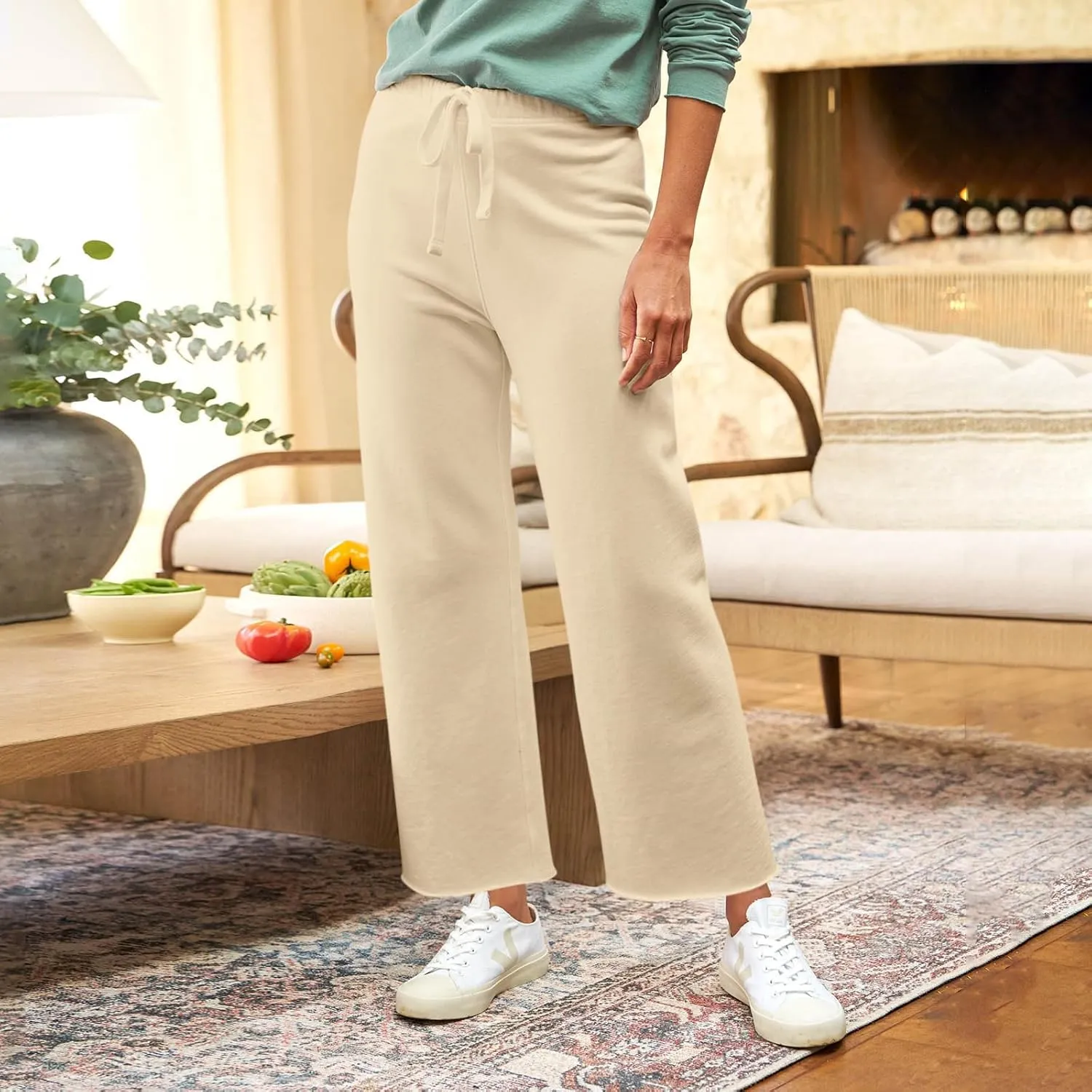 Wide Leg Sweatpants Women Baggy High Waist Drawstring Casual Trouser Style Lounge Pants Comfy Cotton Sweatpants
