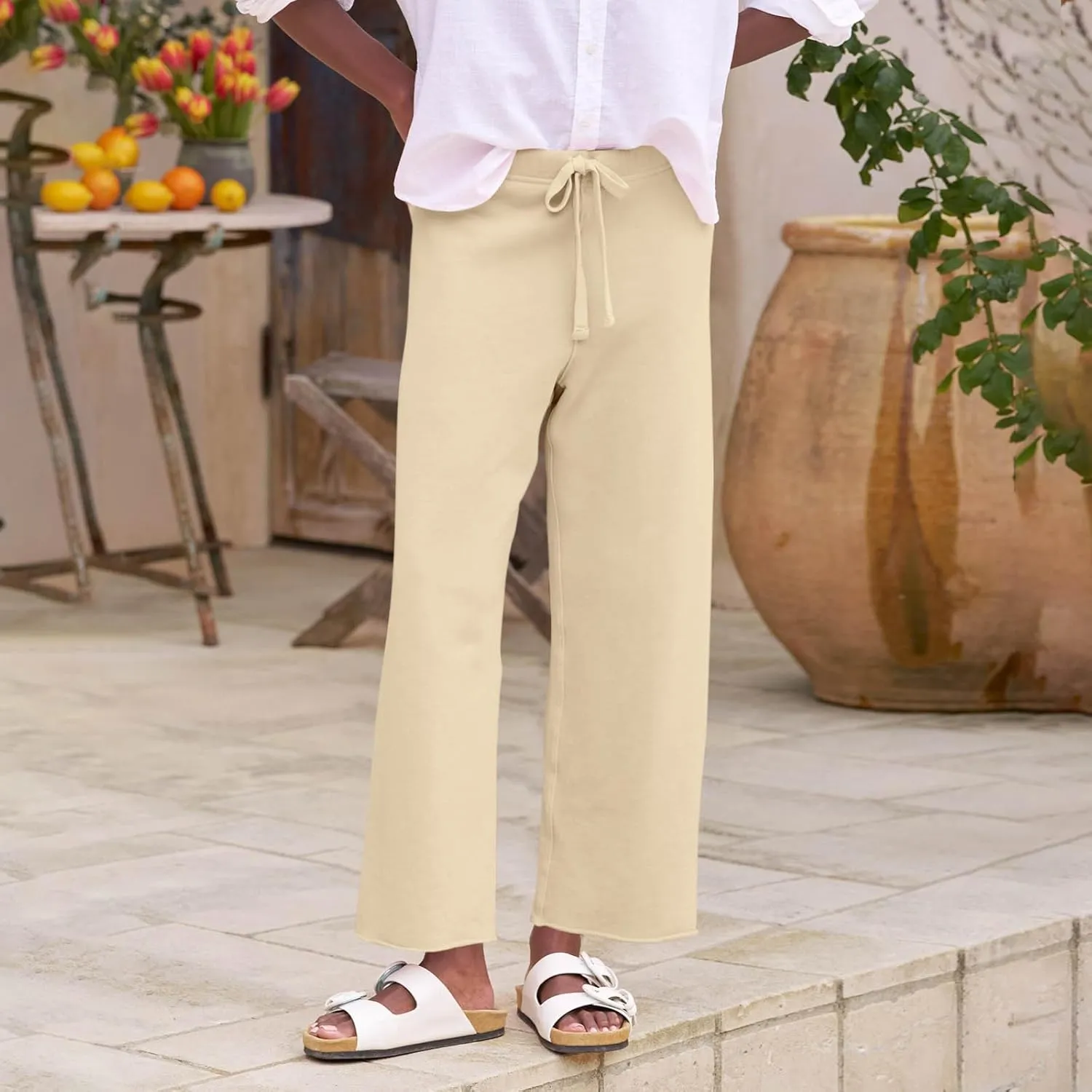 Wide Leg Sweatpants Women Baggy High Waist Drawstring Casual Trouser Style Lounge Pants Comfy Cotton Sweatpants