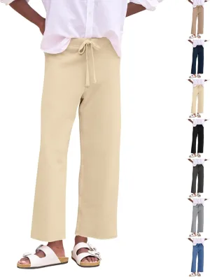 Wide Leg Sweatpants Women Baggy High Waist Drawstring Casual Trouser Style Lounge Pants Comfy Cotton Sweatpants