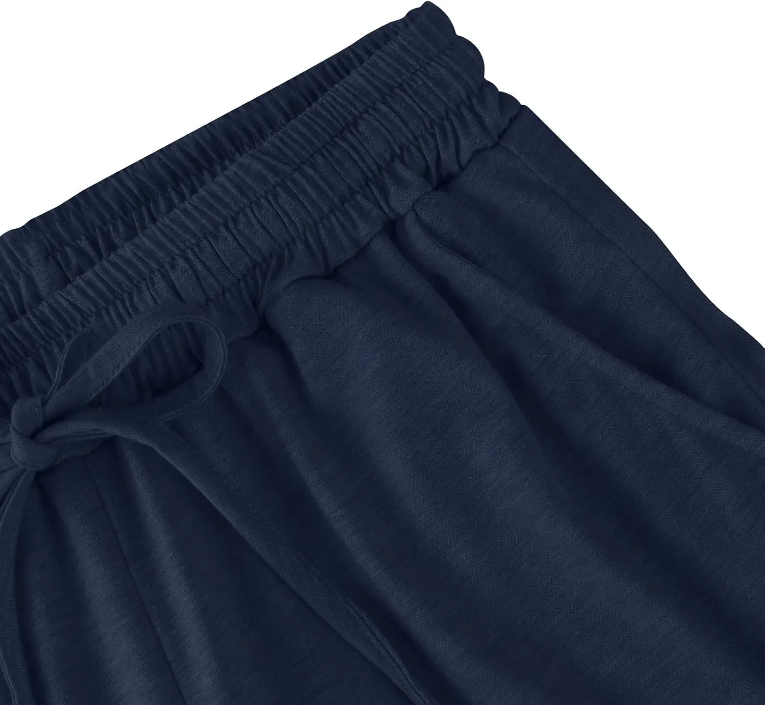 Wide Leg Trouser Pants for Women Drawstring High Waisted Ruffle Hem Palazzo Pants with Pockets Boho Flowy Pants