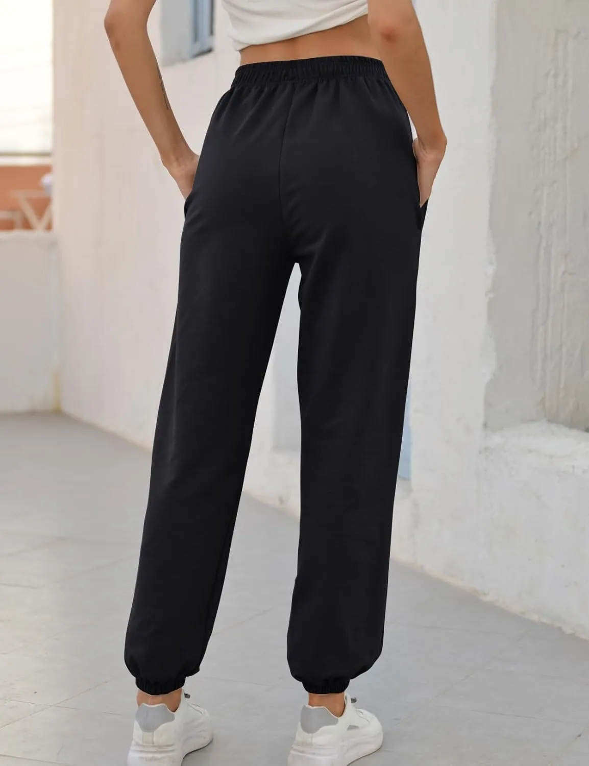 Women Drawstring Sweatpants High Waisted Cinch Bottom Athletic Jogger Workout Active Pants Pockets
