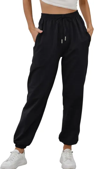 Women Drawstring Sweatpants High Waisted Cinch Bottom Athletic Jogger Workout Active Pants Pockets