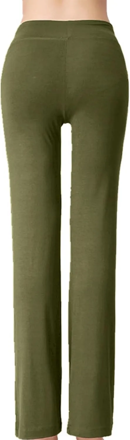 Women Flare Lounge Pants High Waist Soft Full Length Yoga Pants Solid Comfy Modal Cotton Trousers Workout Leggings