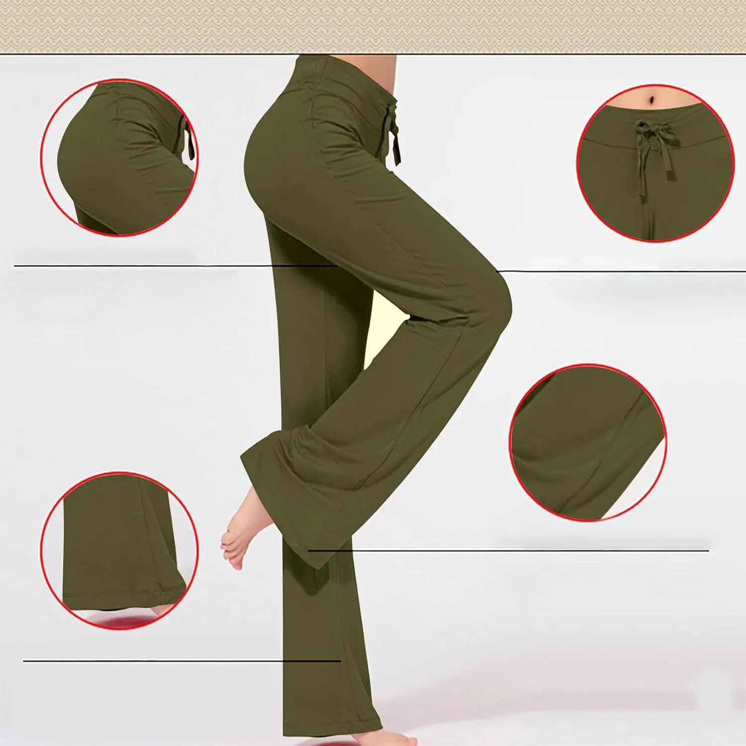 Women Flare Lounge Pants High Waist Soft Full Length Yoga Pants Solid Comfy Modal Cotton Trousers Workout Leggings