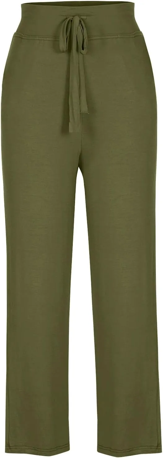 Women Flare Lounge Pants High Waist Soft Full Length Yoga Pants Solid Comfy Modal Cotton Trousers Workout Leggings
