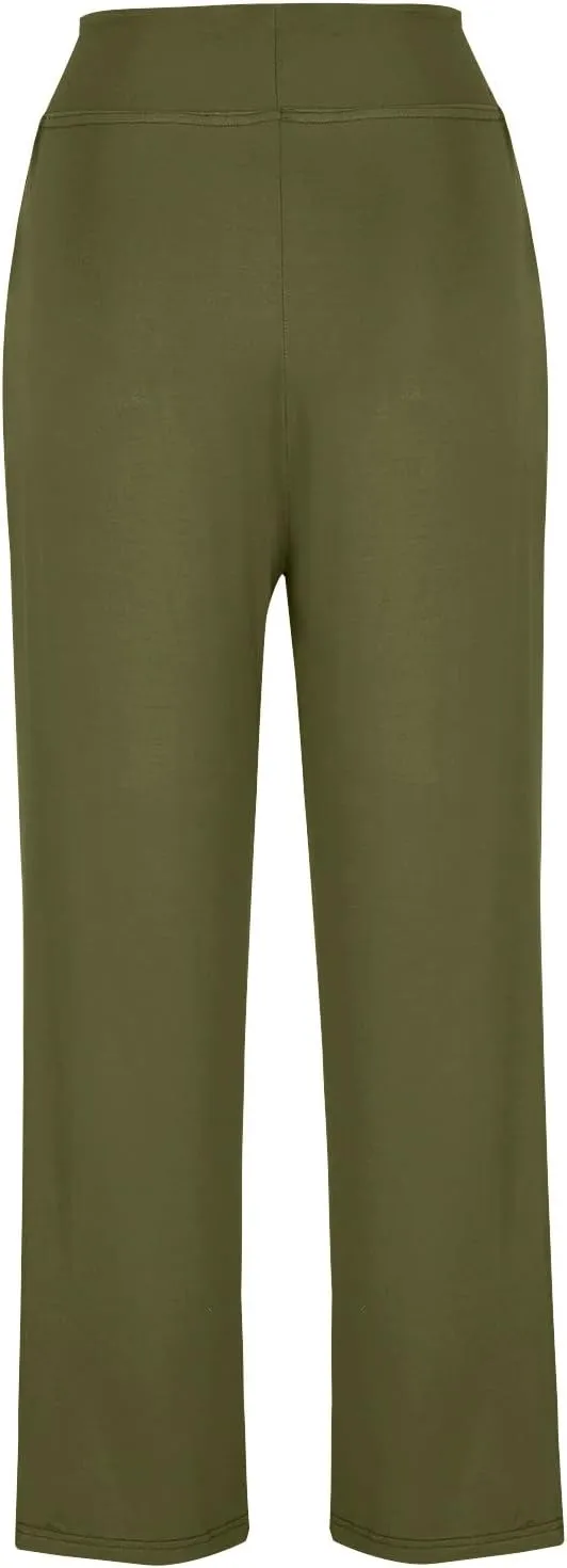 Women Flare Lounge Pants High Waist Soft Full Length Yoga Pants Solid Comfy Modal Cotton Trousers Workout Leggings