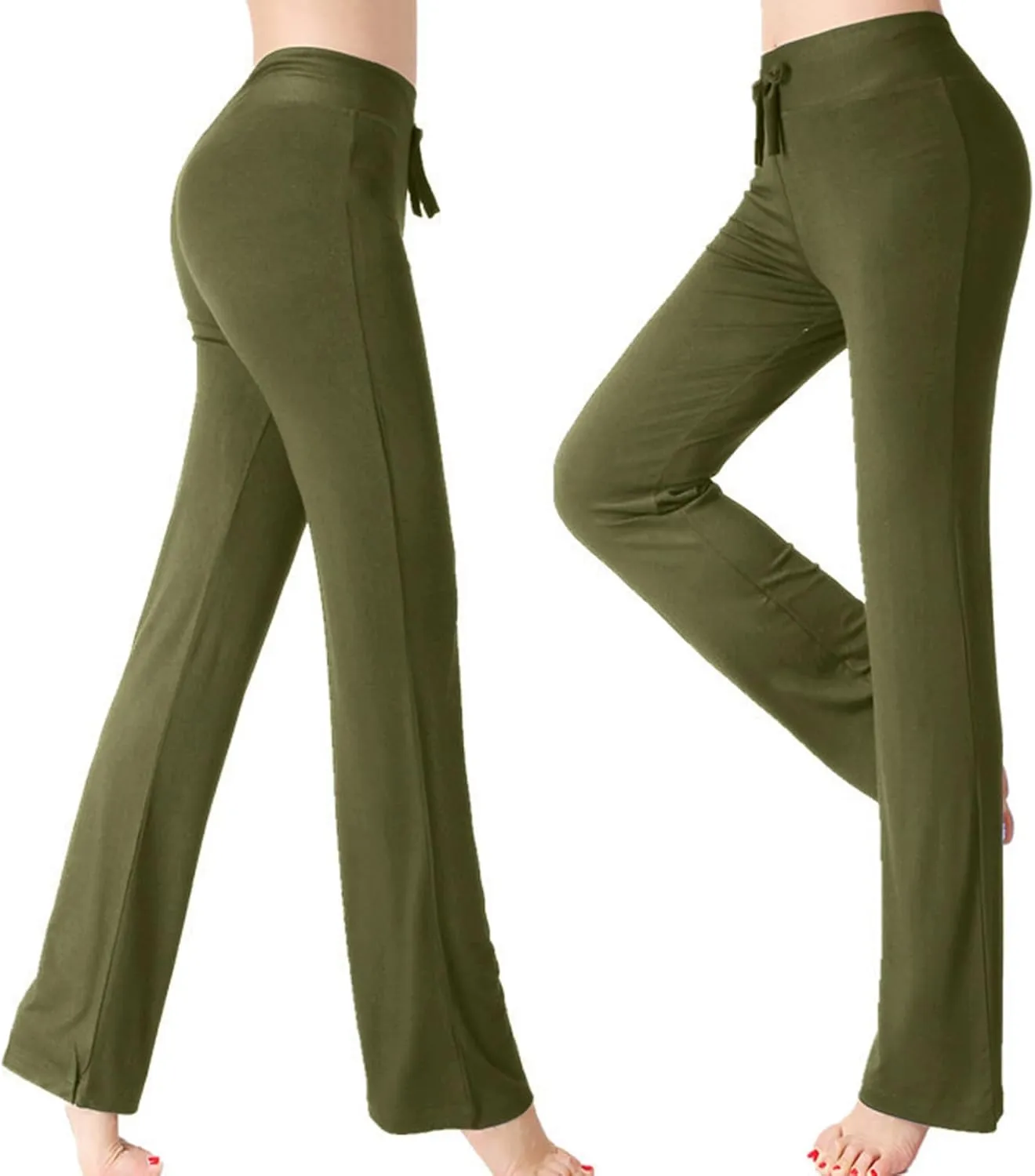 Women Flare Lounge Pants High Waist Soft Full Length Yoga Pants Solid Comfy Modal Cotton Trousers Workout Leggings