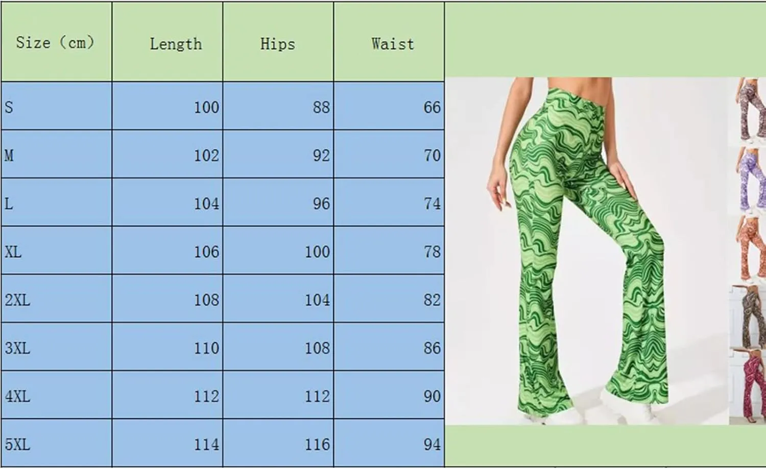 Women High Waist Y2K Printed Elastic Pants Flare Leg Bell Bottom Pants Casual Color Block Trousers 90s Streetwear