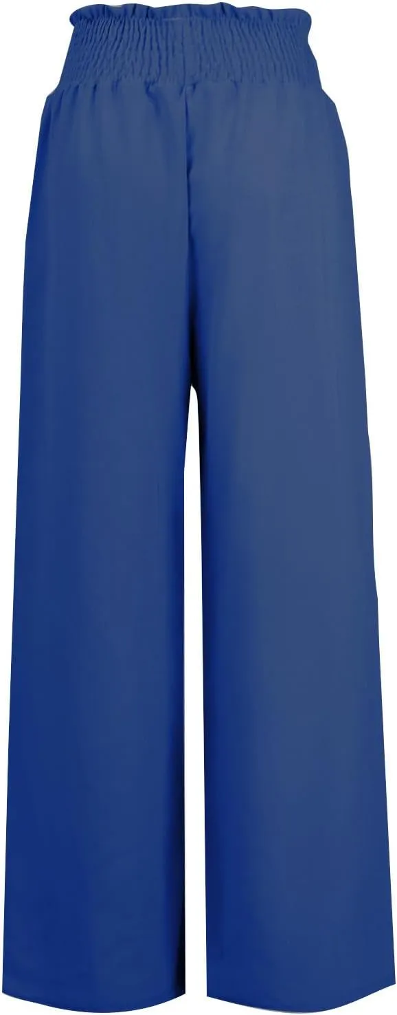 Women Linen Blend Summer Baggy Palazzo Lounge Pants High Waist Ankle Length Slim Fit Palazzo Lounge Pants Travel