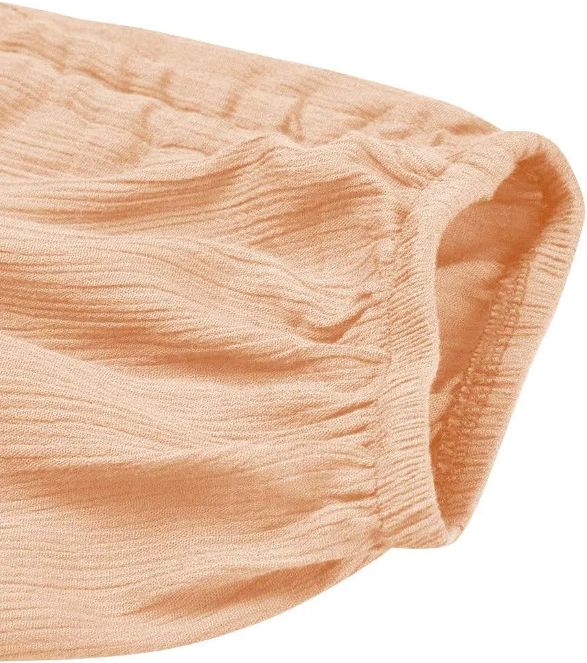 Women Linen Blend Summer Comfy Palazzo Lounge Pants Elastic Waist Lounge Pants Loose Fit Palazzo Pants Beach