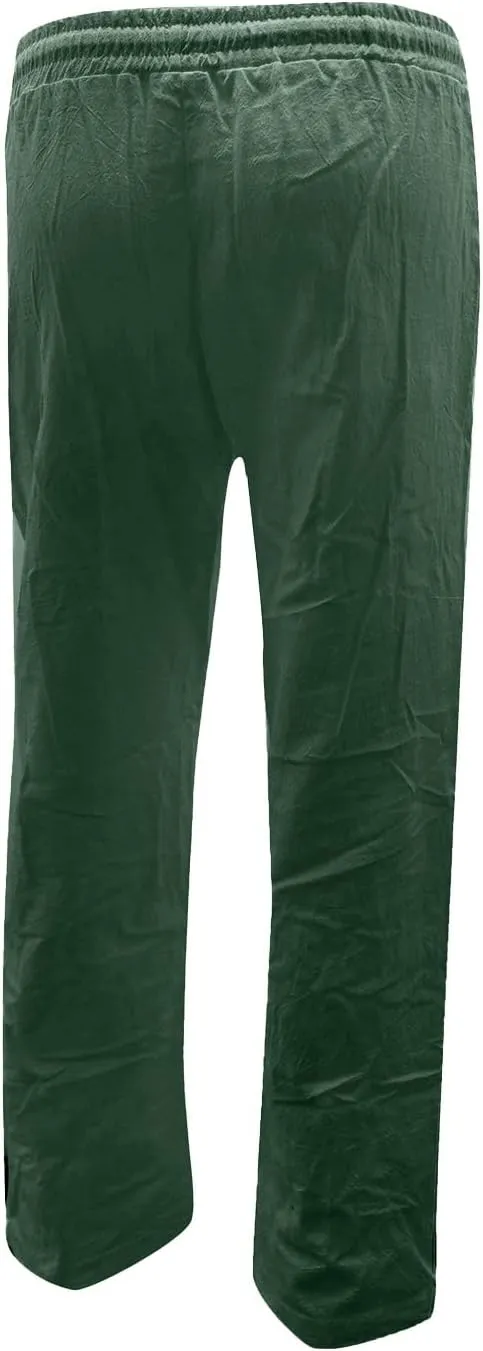 Women Linen Blend Summer Drawstring Palazzo Lounge Pants Low Waist Ankle Length Plus Size Pant Trousers Trendy