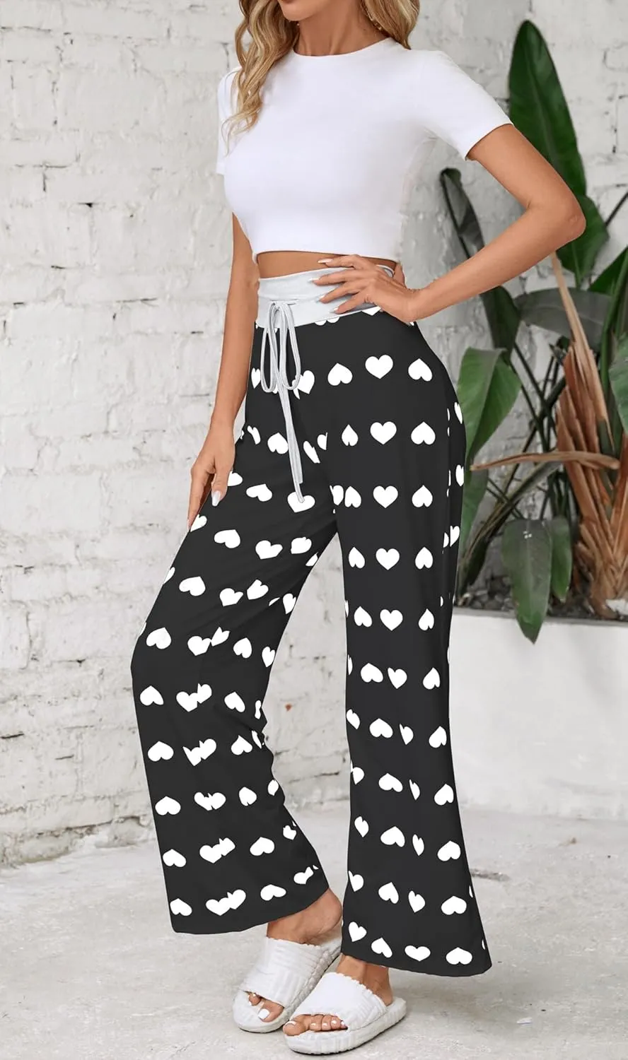 Women Pajama Pants Comfy Lounge Wide Leg Casual Stretch Palazzo Drawstring Pj Bottoms Pants S-3XL