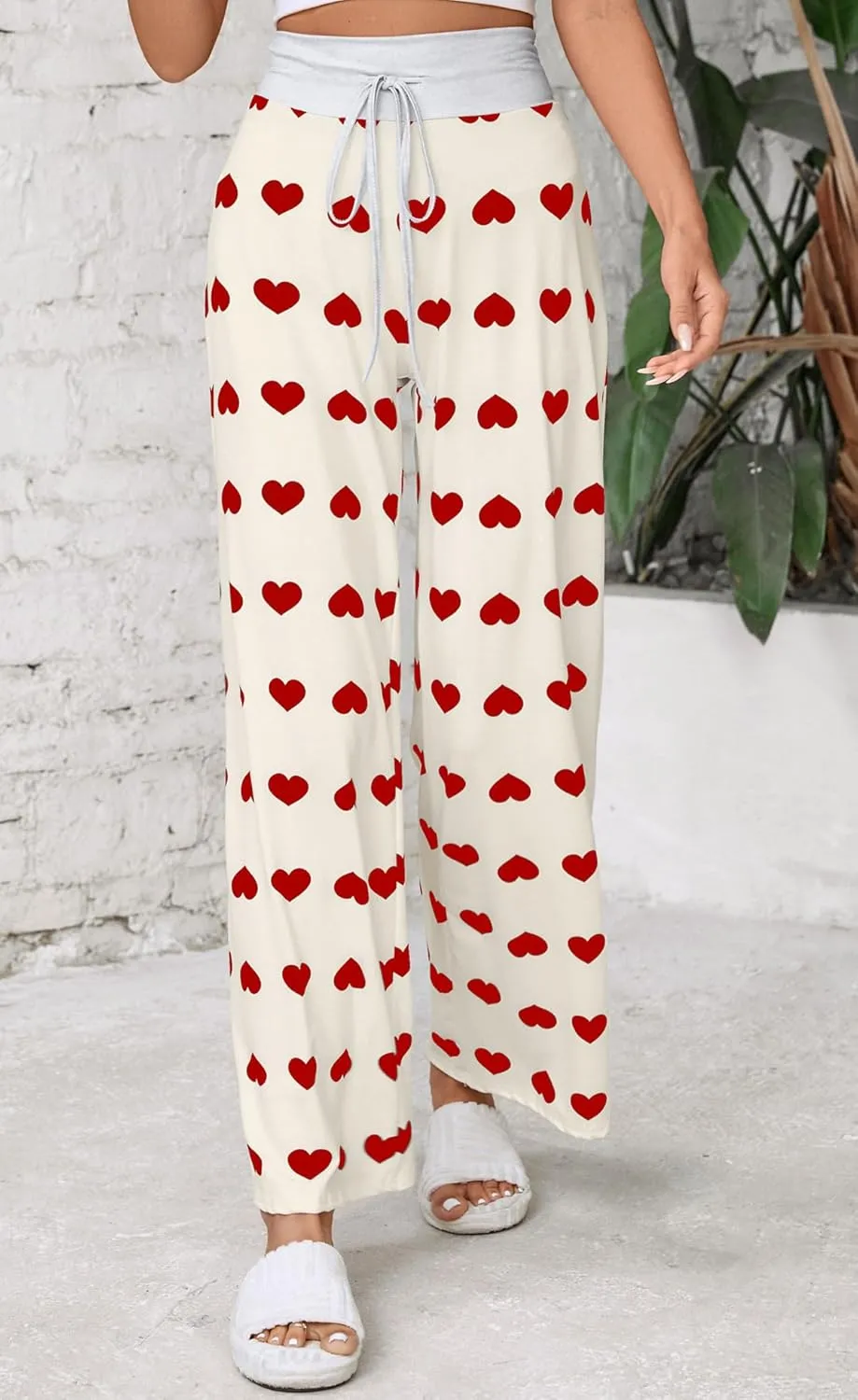 Women Pajama Pants Comfy Lounge Wide Leg Casual Stretch Palazzo Drawstring Pj Bottoms Pants S-3XL