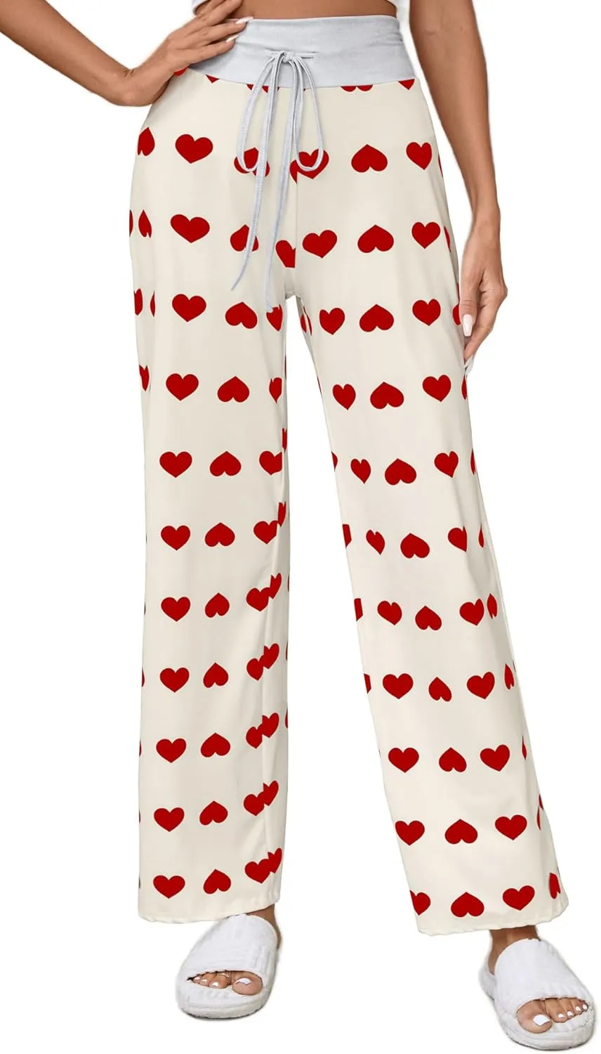 Women Pajama Pants Comfy Lounge Wide Leg Casual Stretch Palazzo Drawstring Pj Bottoms Pants S-3XL