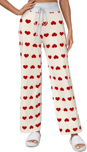 Women Pajama Pants Comfy Lounge Wide Leg Casual Stretch Palazzo Drawstring Pj Bottoms Pants S-3XL