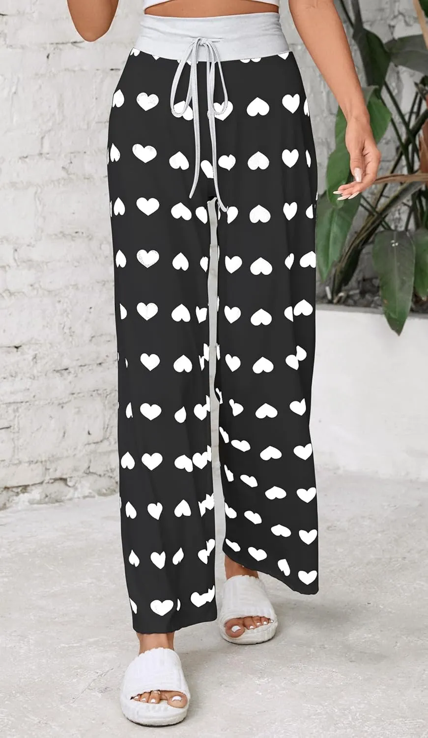 Women Pajama Pants Comfy Lounge Wide Leg Casual Stretch Palazzo Drawstring Pj Bottoms Pants S-3XL
