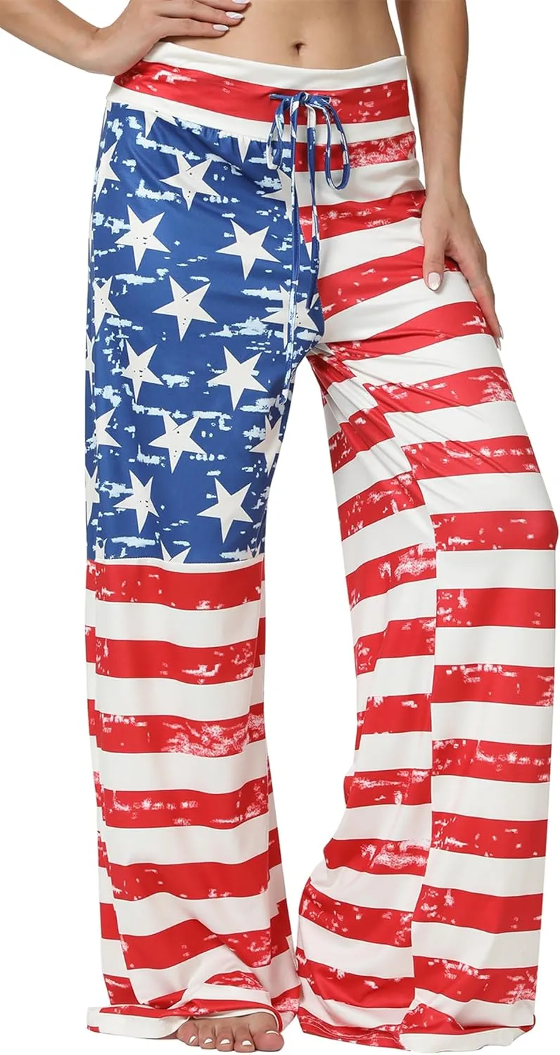 Women Pajama Pants Comfy Lounge Wide Leg Casual Stretch Palazzo Drawstring Pj Bottoms Pants S-3XL