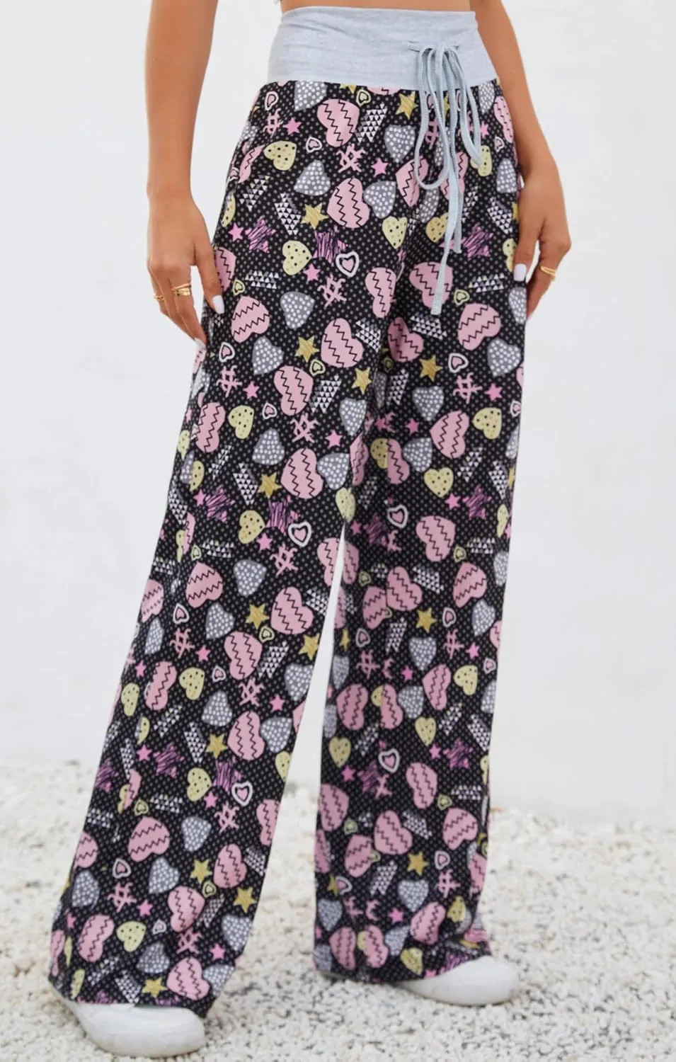 Women Pajama Pants Comfy Lounge Wide Leg Casual Stretch Palazzo Drawstring Pj Bottoms Pants S-3XL