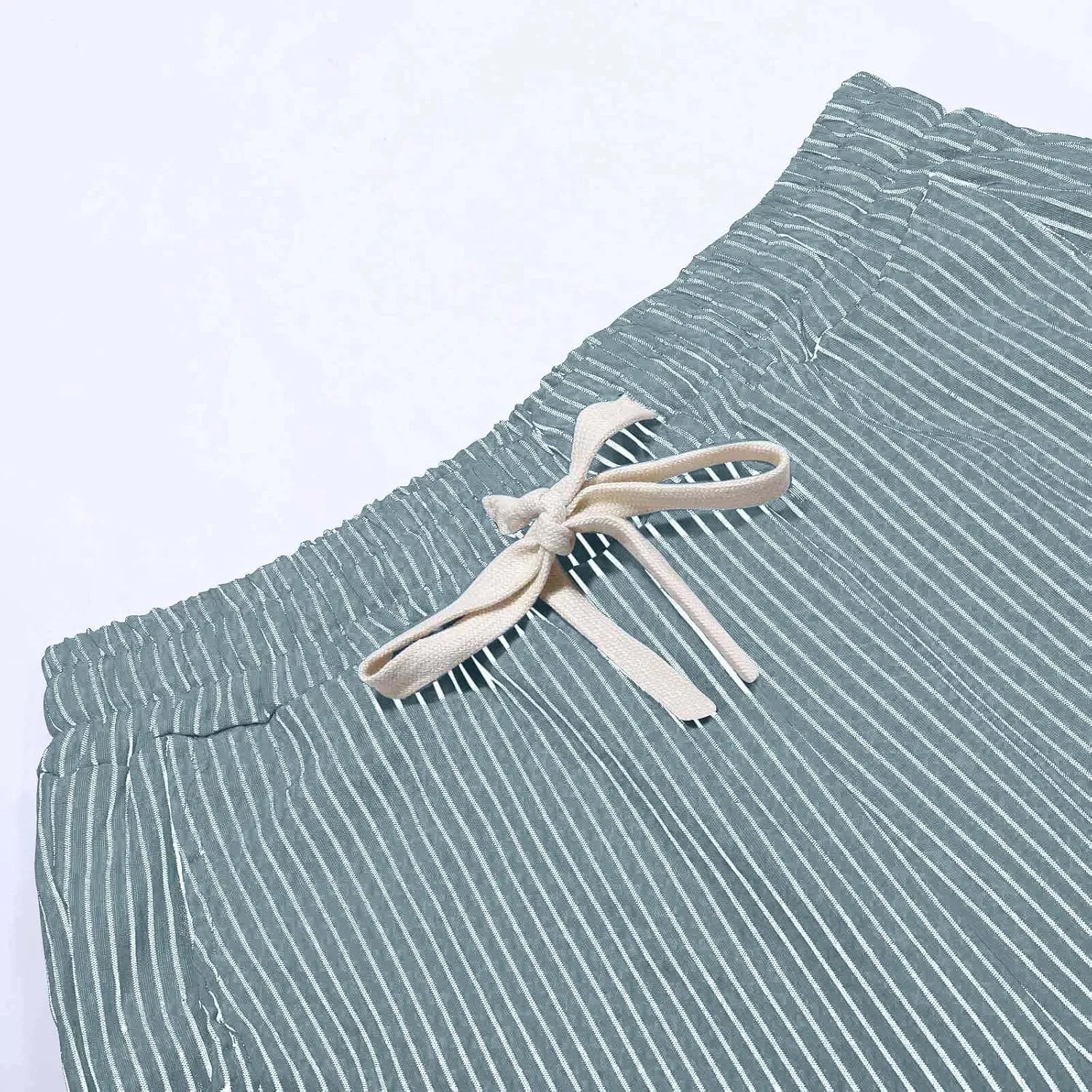 Women Summer Lightweight Linen Shorts Trendy Stripe Casual Beach Palazzo Trouser Quick-Dry Vacation Active Sport Pant