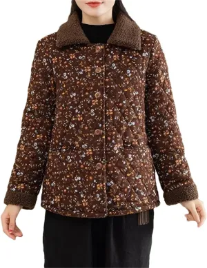 Women Winter Single-Breasted Fleece Warm Cotton-Padded Coat Loose And Comfortable Jacket