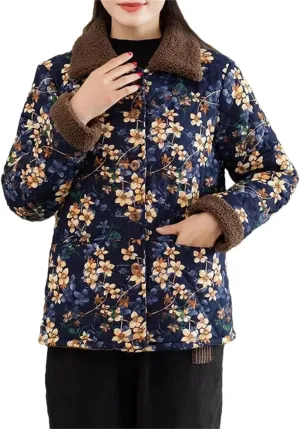 Women Winter Single-Breasted Fleece Warm Cotton-Padded Coat Loose And Comfortable Jacket