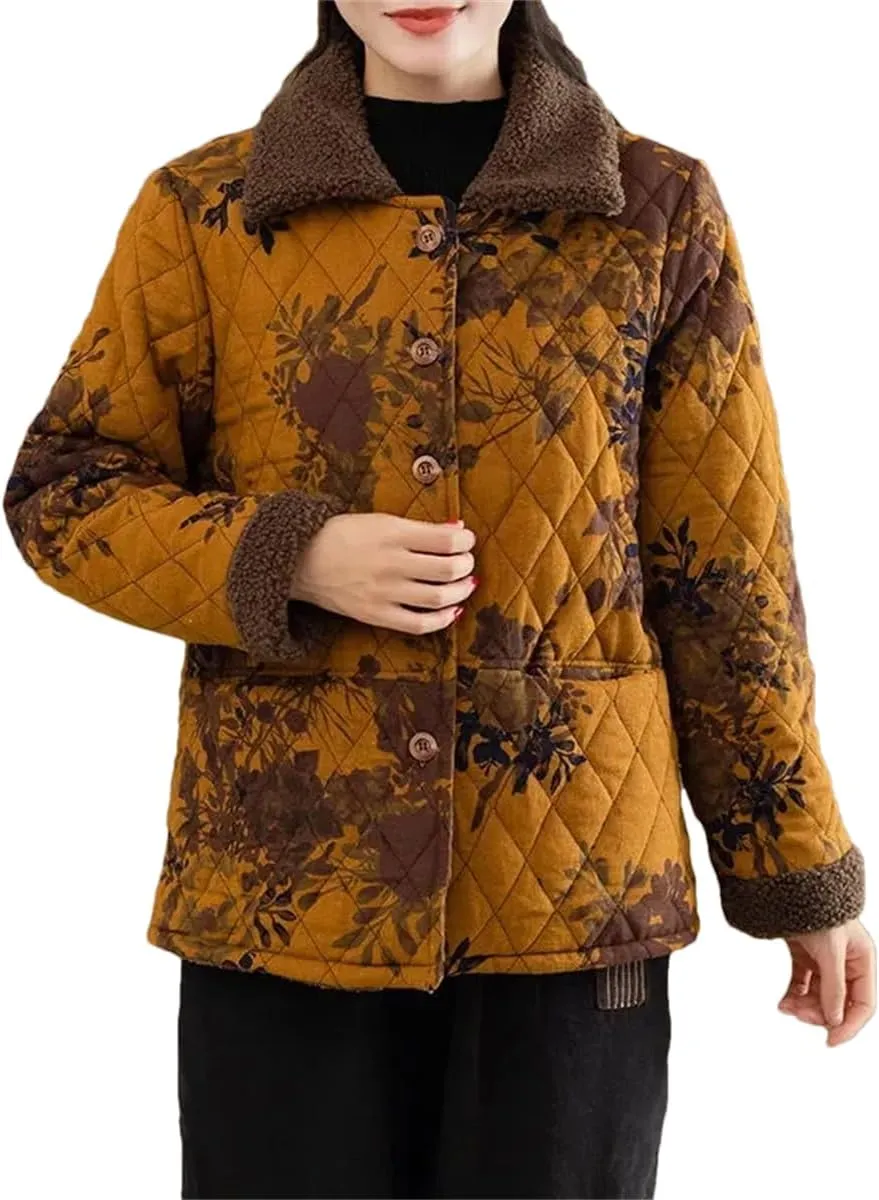 Women Winter Single-Breasted Fleece Warm Cotton-Padded Coat Loose And Comfortable Jacket