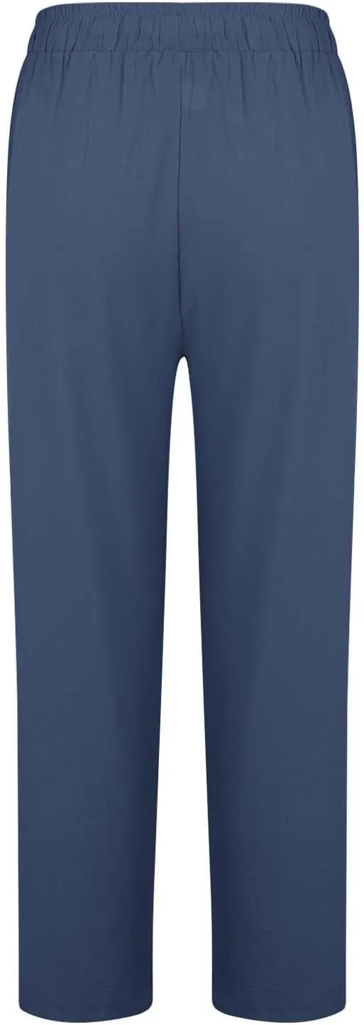 Womens Cotton Linen Pants Pants Fashion Drawstring Elastic Trousers Comfy Sports Athletic Lounge Pants with Pockets