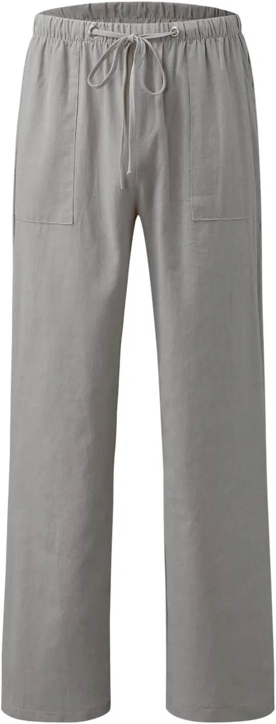 Womens Cotton Linen Summer Letter Patched Palazzo Pants Low Waist Lounge Pants Loose Fit Palazzo Lounge Pants