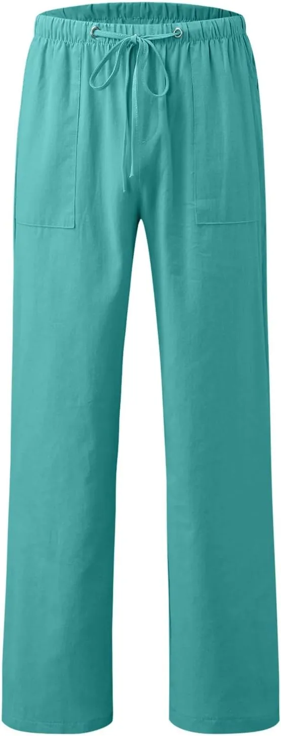 Womens Cotton Linen Summer Letter Patched Palazzo Pants Low Waist Lounge Pants Loose Fit Palazzo Lounge Pants