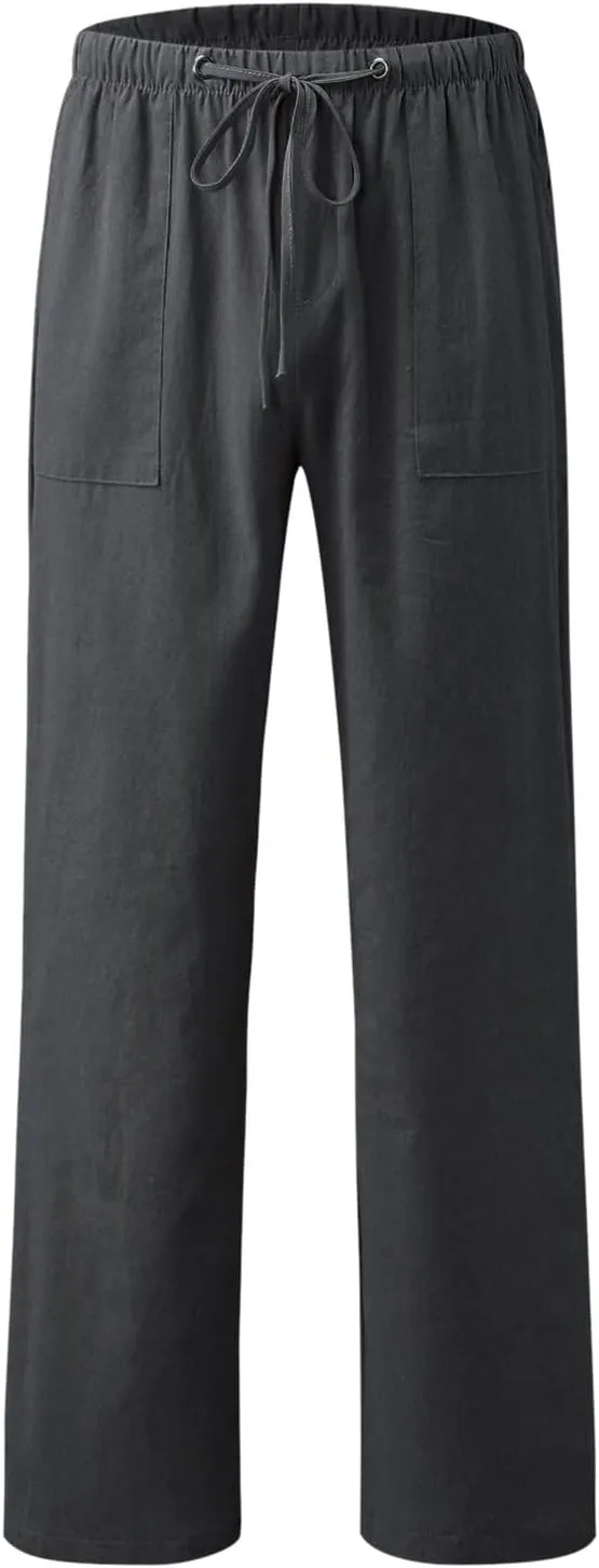 Womens Cotton Linen Summer Letter Patched Palazzo Pants Low Waist Lounge Pants Loose Fit Palazzo Lounge Pants