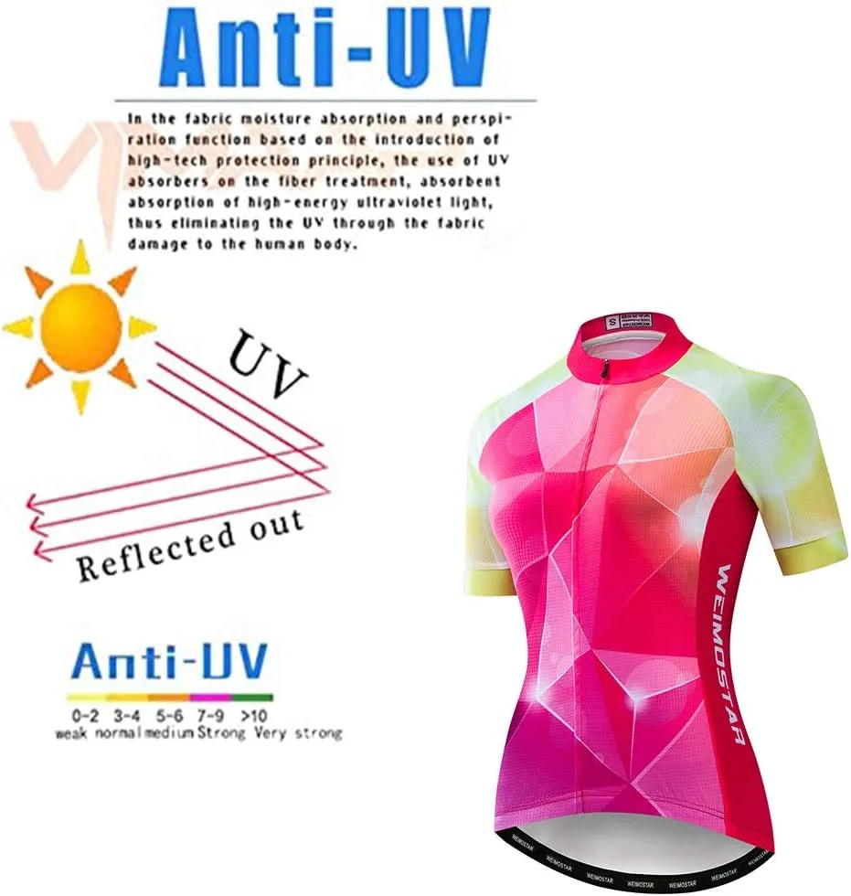 Women's Cycling Jersey, Short Sleeved Bike Shirt Mountain Jersey Comfortable Quick Dry Wear Top